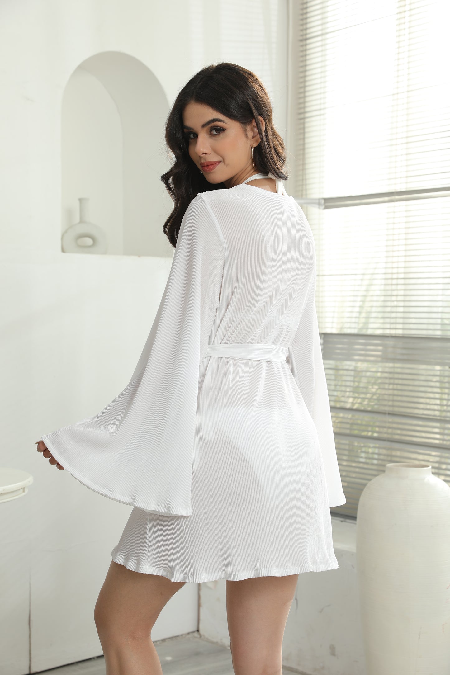 White Sheer Kimono Robe - Swimsuit Cardigan Coverup