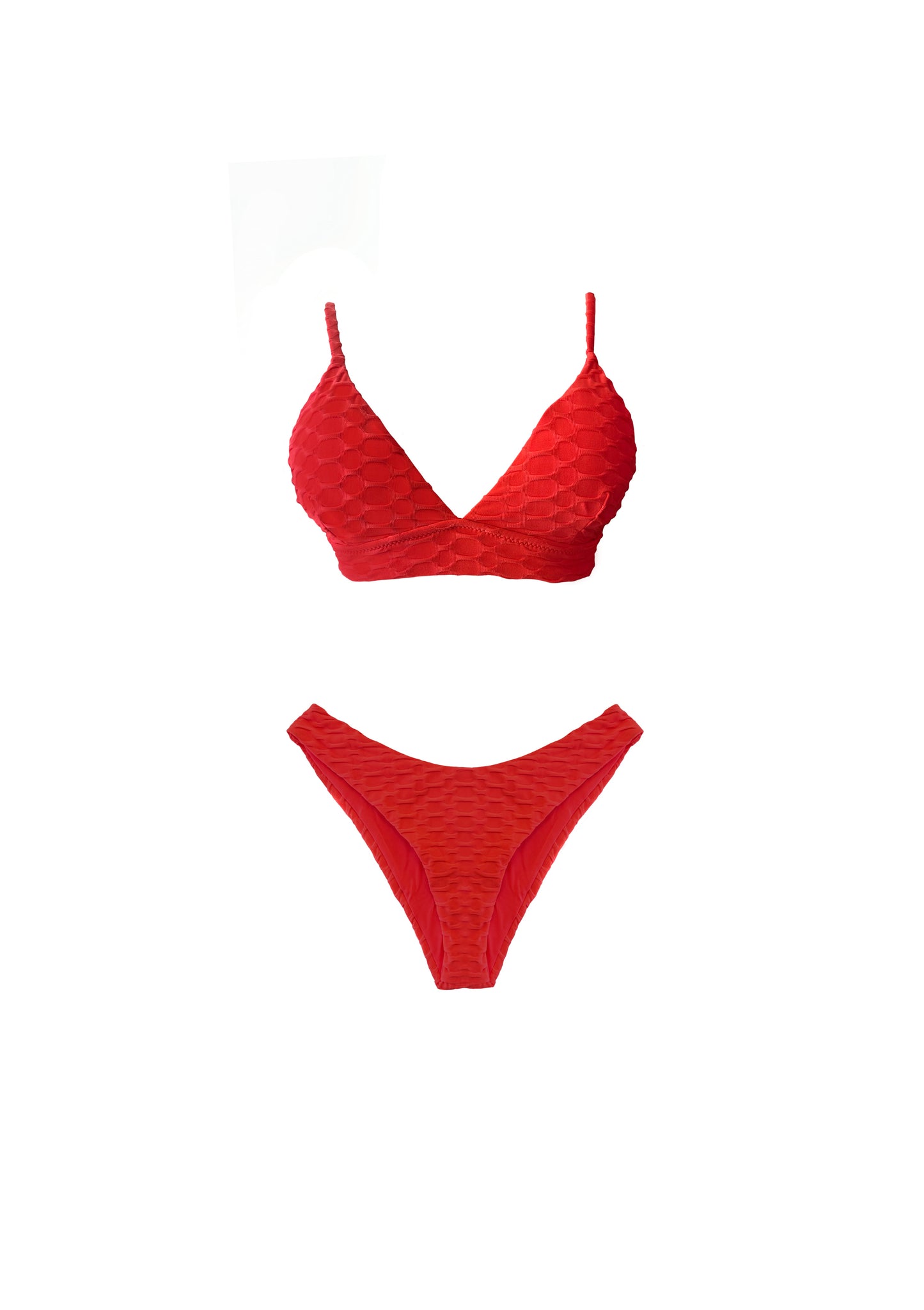 Orange Textured Two Piece Swimsuit