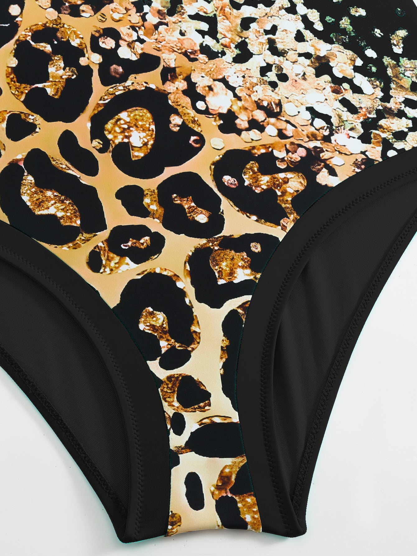 Black Leopard One Piece Swimsuit With Skirt Coverup