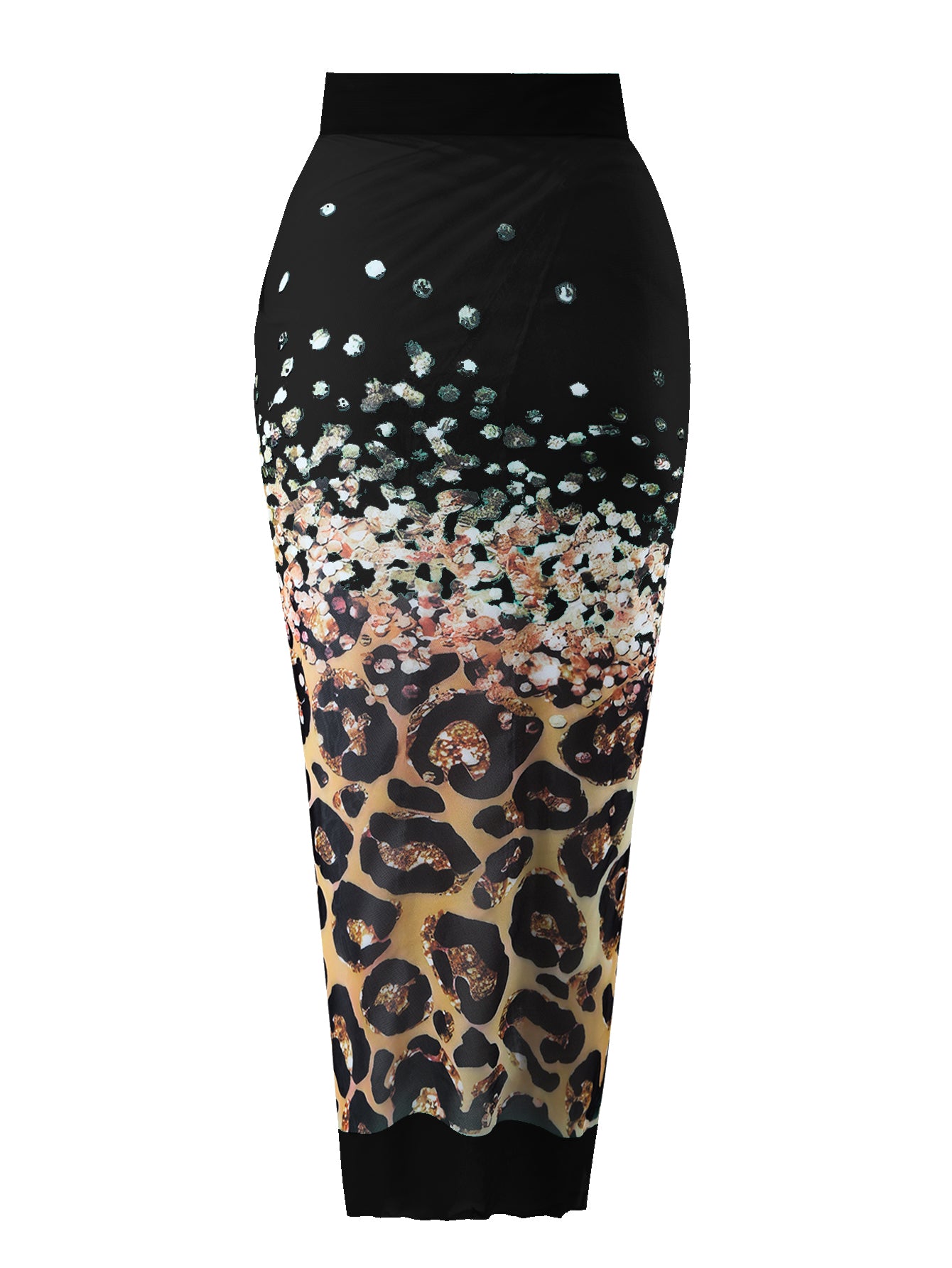 Black Leopard One Piece Swimsuit With Skirt Coverup