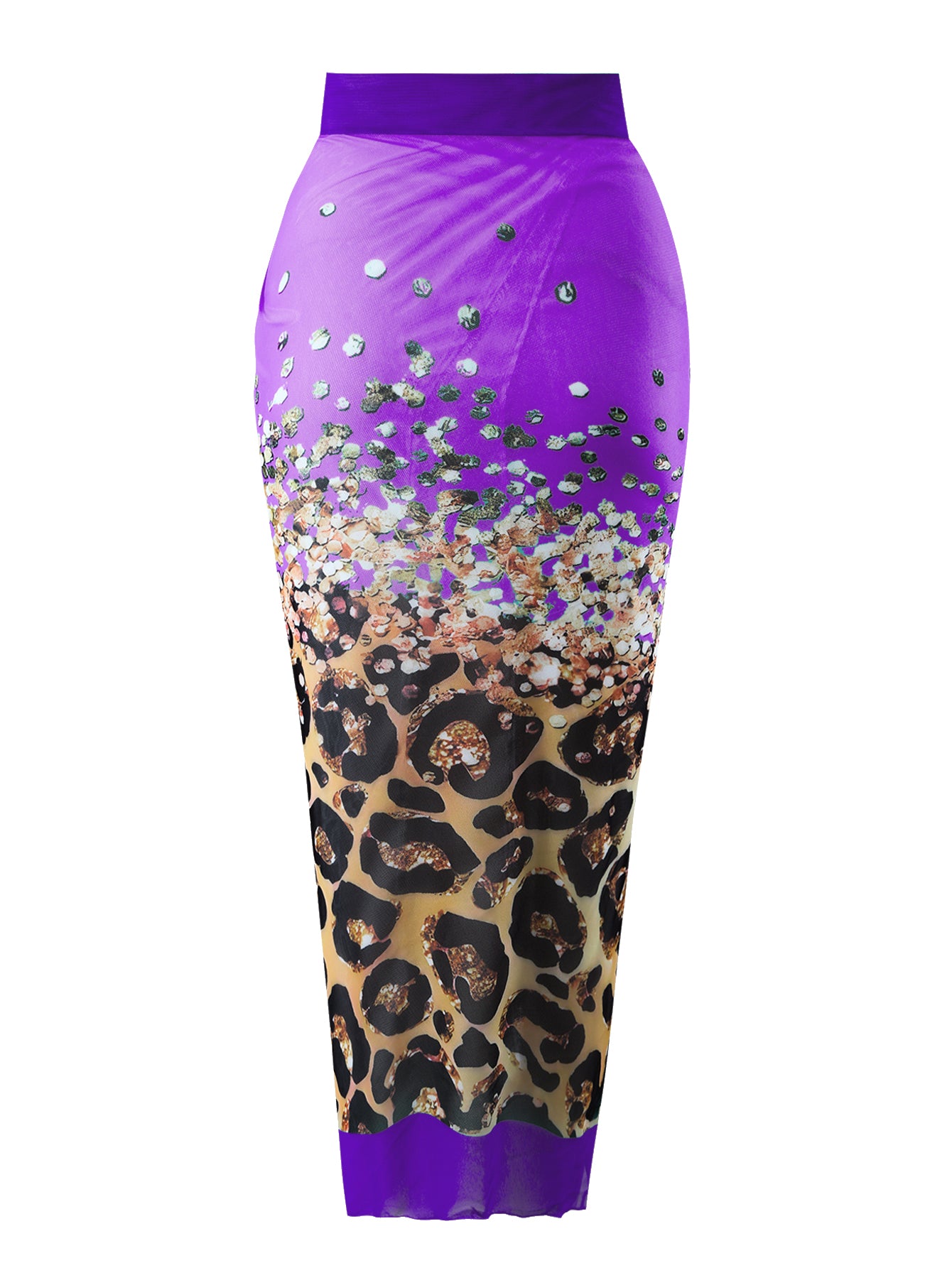 Purple Leopard One Piece Swimsuit With Skirt Coverup
