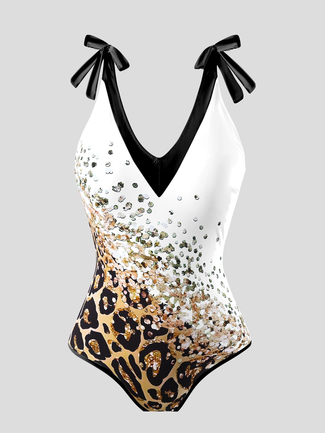 White Leopard One Piece Swimsuit With Skirt Coverup