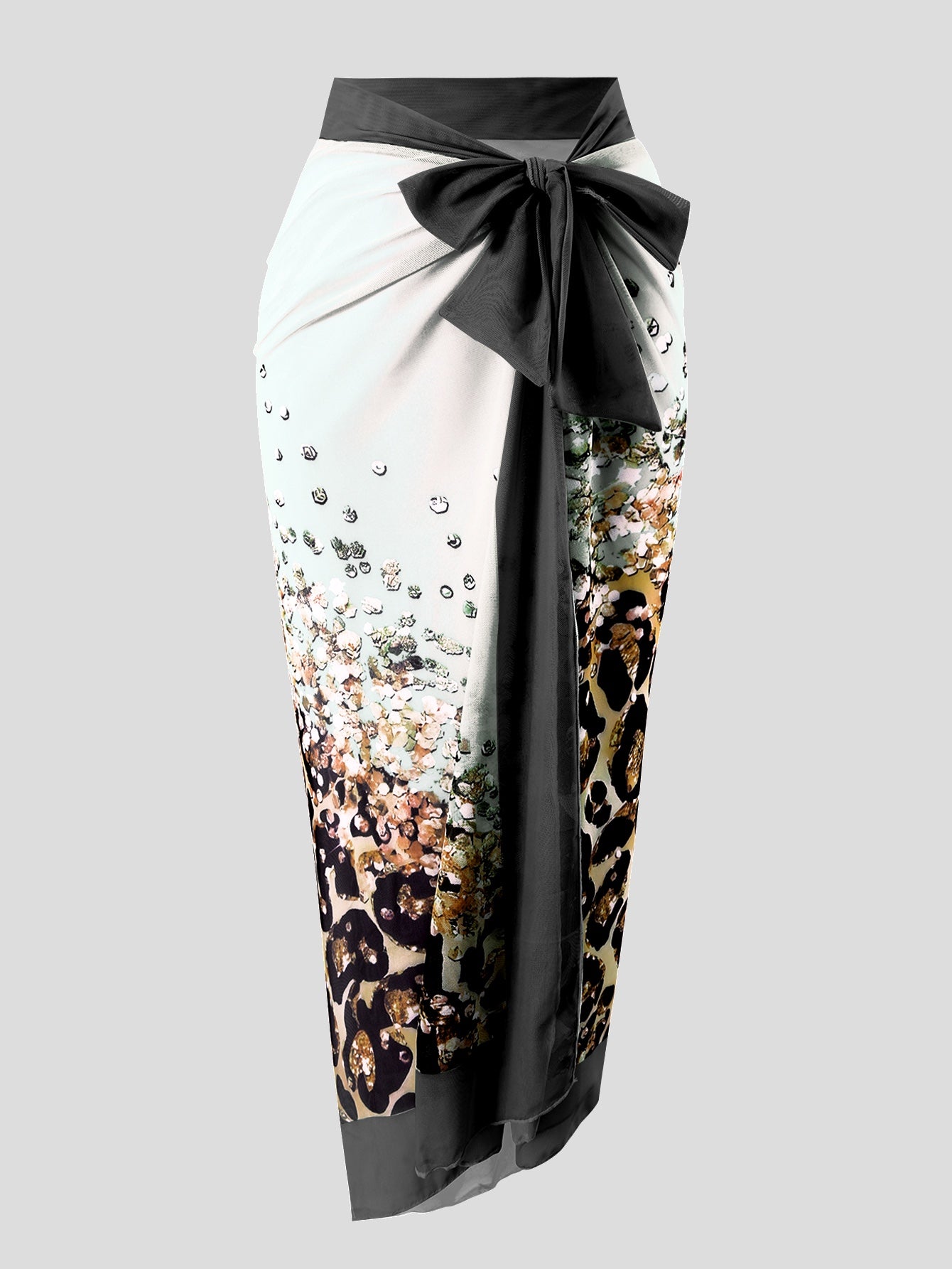 White Leopard One Piece Swimsuit With Skirt Coverup