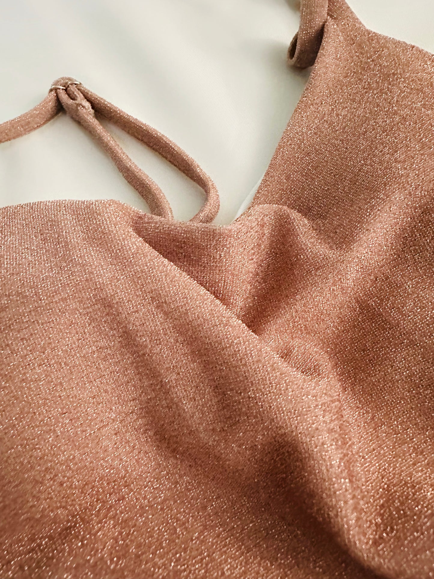 One Piece Sparkly Rose Gold Swimsuit