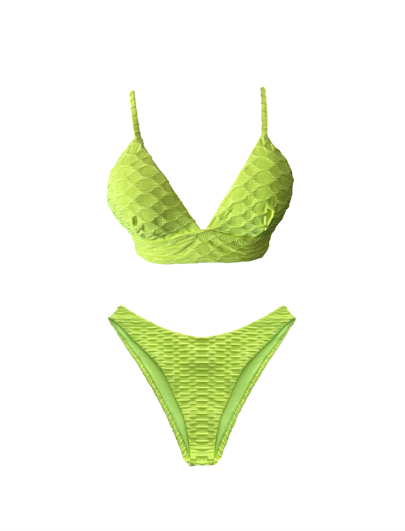 Yellow Textured Two Piece Swimsuit