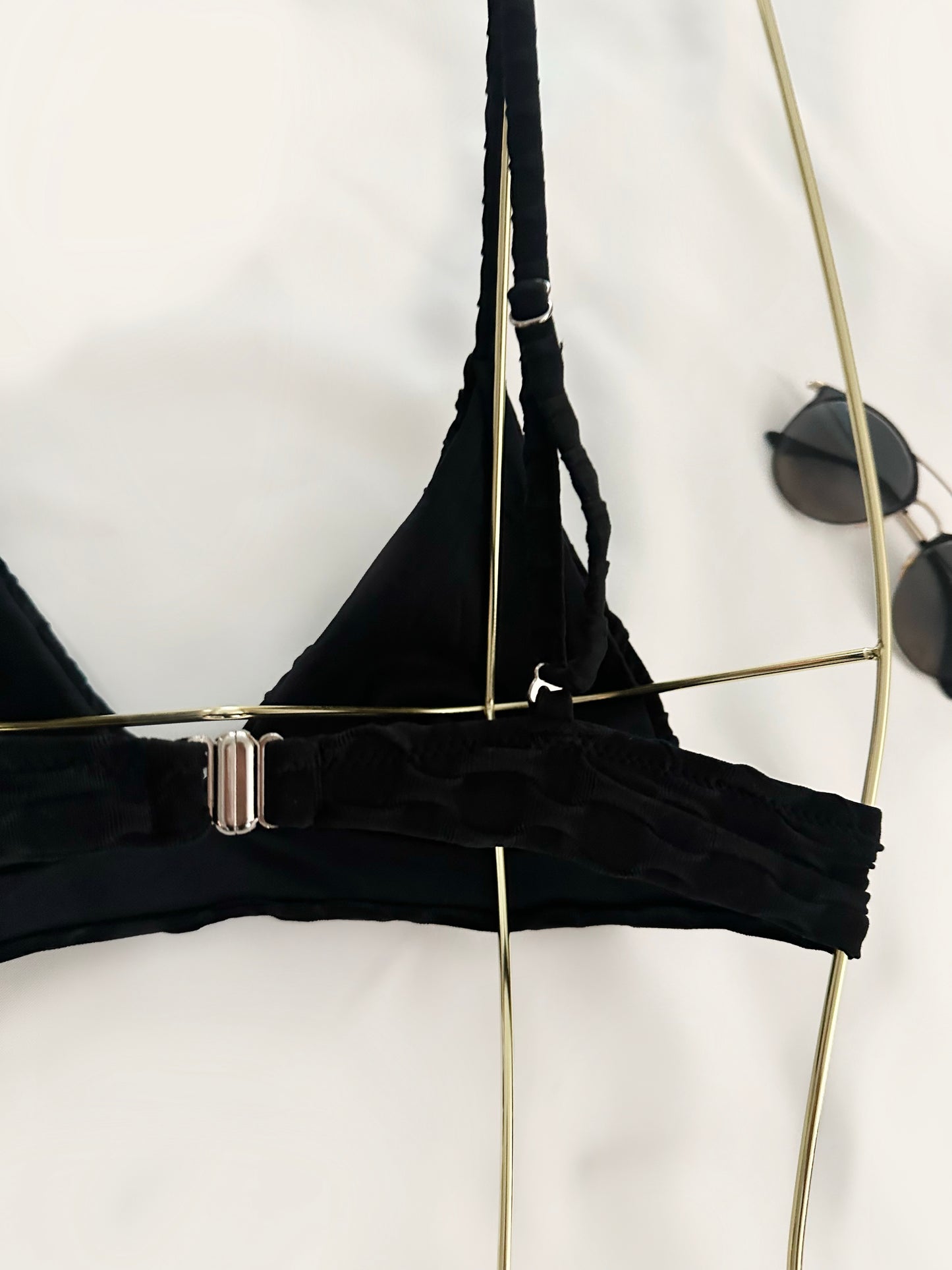 Black Textured Two Piece Swimsuit