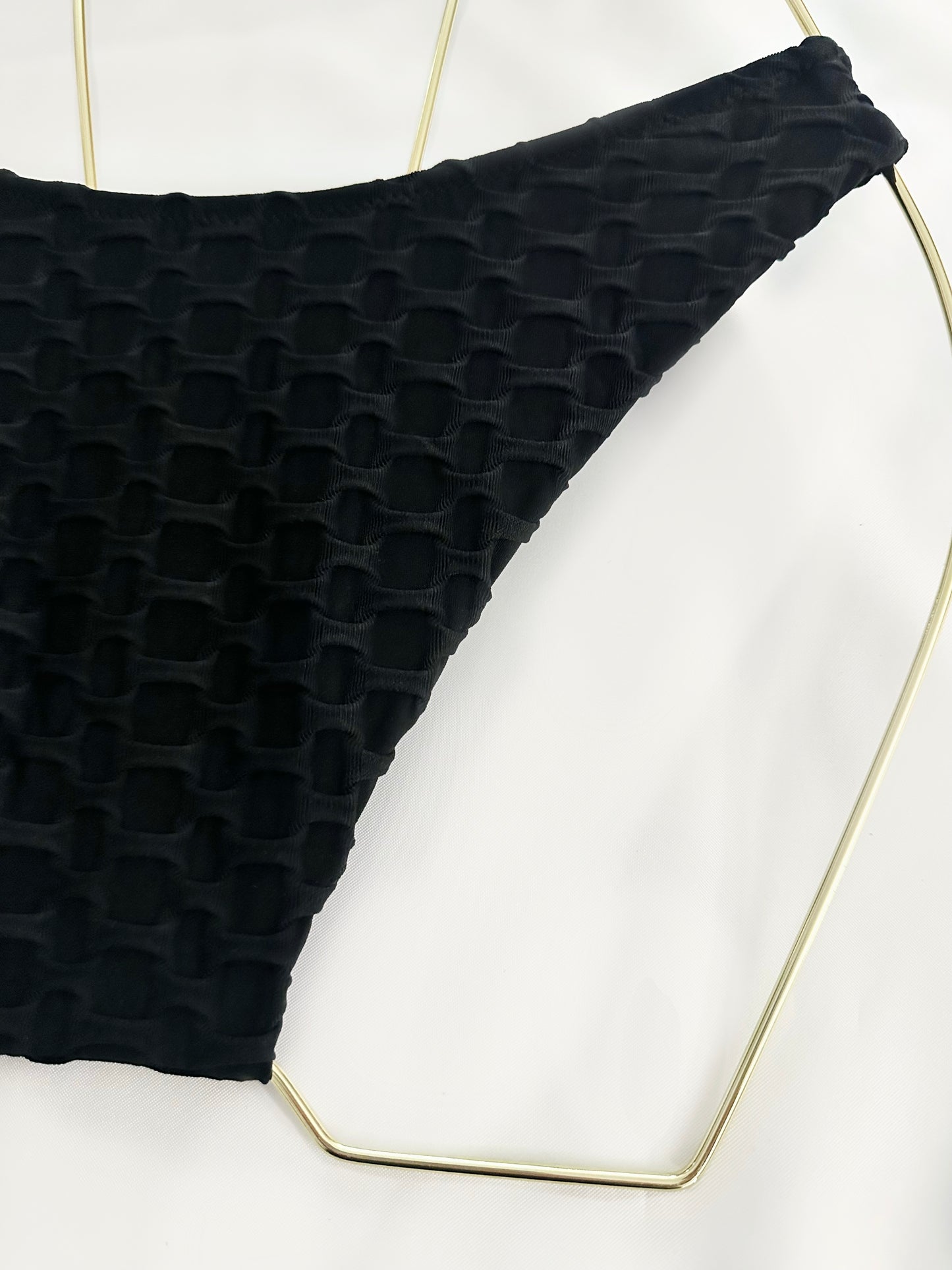 Black Textured Two Piece Swimsuit