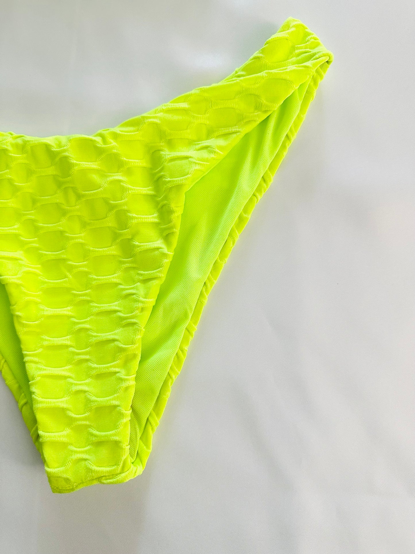 Yellow Textured Two Piece Swimsuit