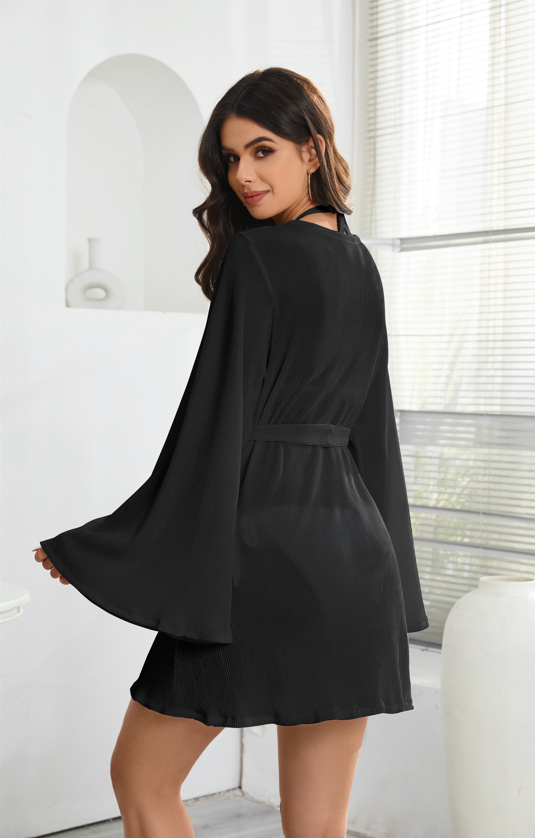 Black Sheer Kimono Robe - Swimsuit Cardigan Coverup