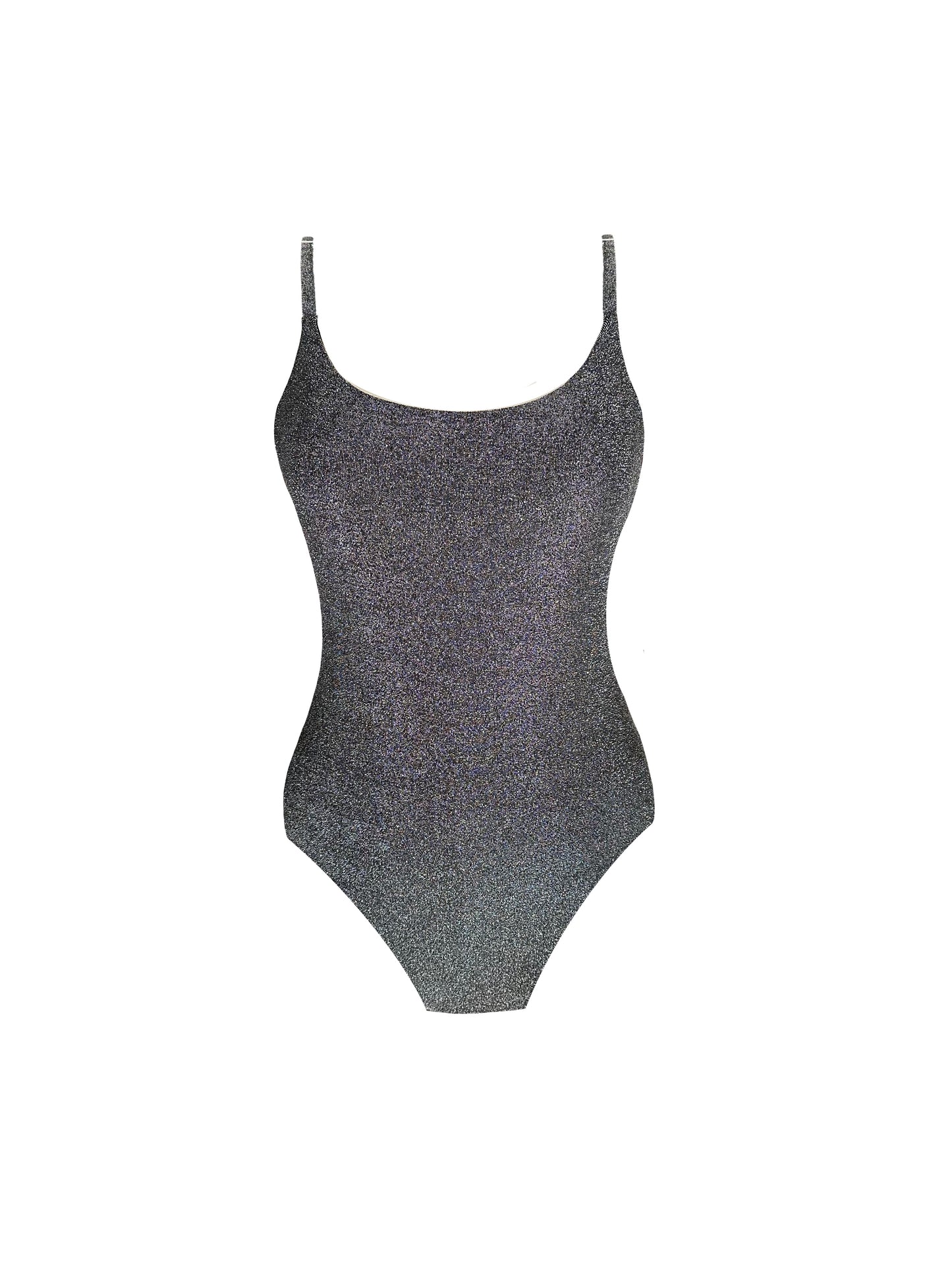 One Piece Sparkly Silver Swimsuit