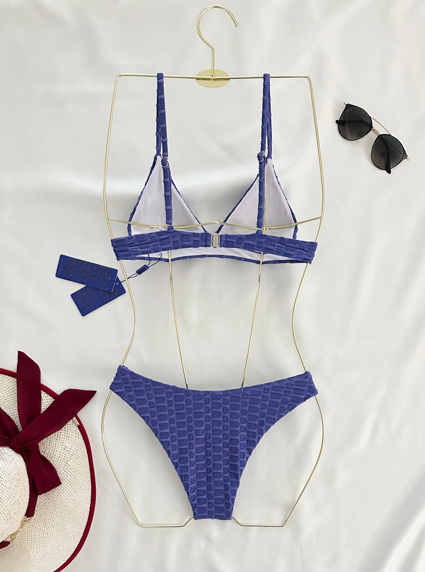 Purple Textured Two Piece Swimsuit