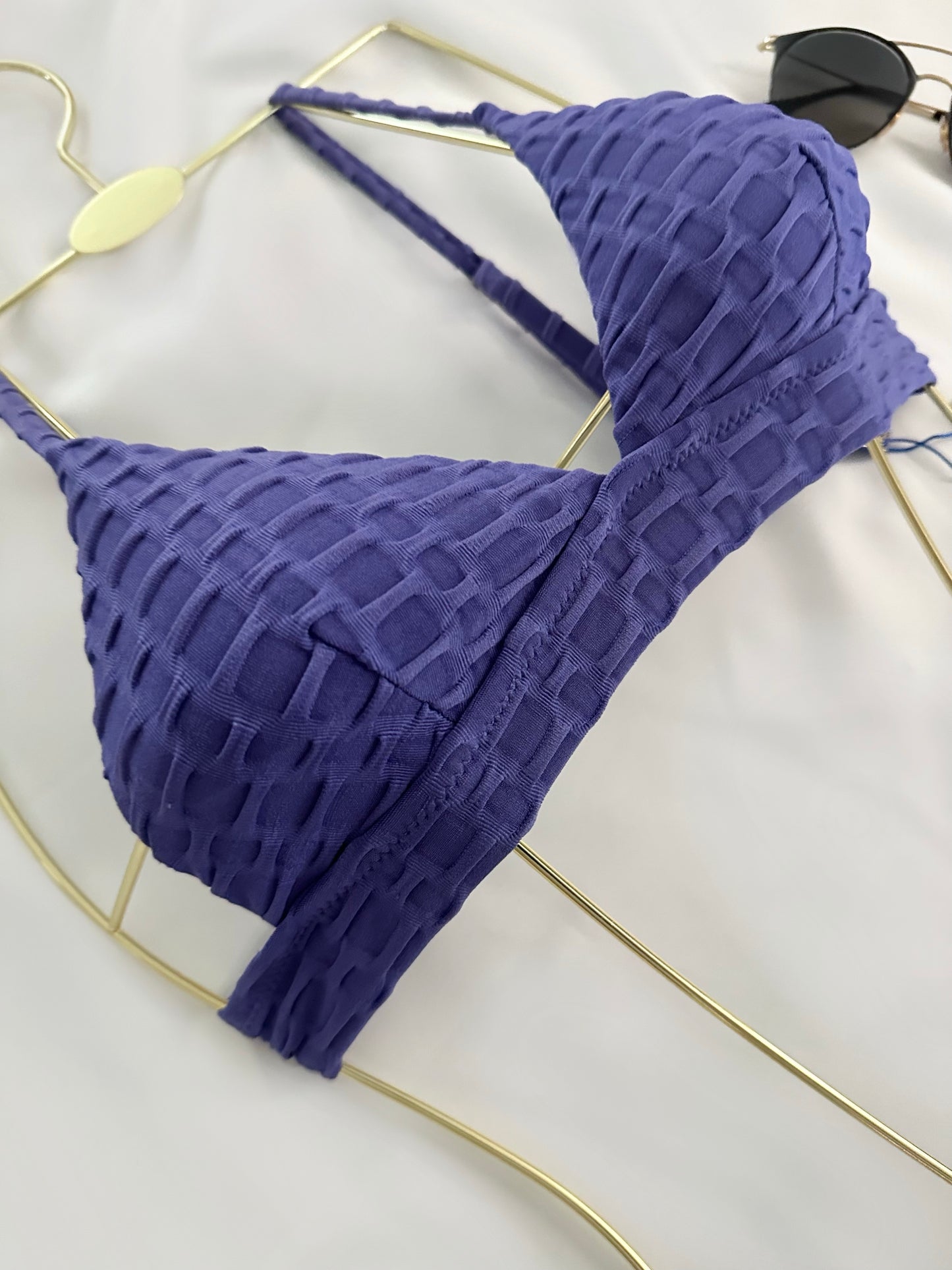 Purple Textured Two Piece Swimsuit